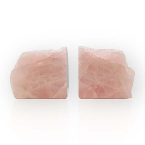 Pink Crystal Bookends, Flawless Natural Rose Quartz, Short Bookends, 6+ lbs (LS) - Picture 1 of 16